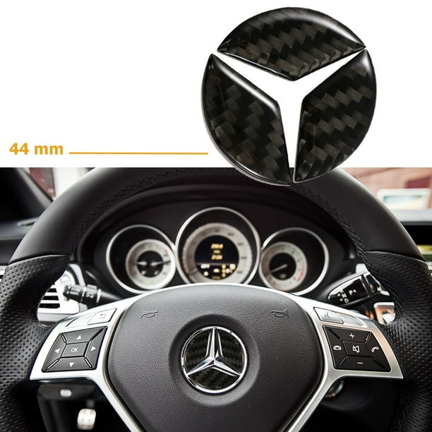 3pcs Mercedes-Benz Logo Decals Emblem，The Hood Decals Steering Wheel Decals and Multimedia Control Decals are Specially Developed for Mercedes.（Black） 